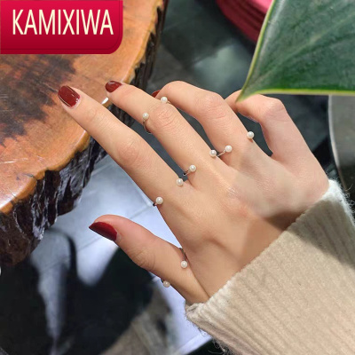 KAMIXIWA小珍珠女戒叠戴驭鲛记戒指顺德仙姬指环戒开口可调