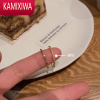 KAMIXIWA金色微镶锆石开口两件套戒指女简约时尚个性食指戒精致设计感指环