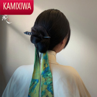 KAMIXIWA黑檀木发簪发带古典盘发簪子国风中式百搭盘发簪汉服丝巾头饰