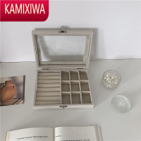 KAMIXIWA*漂亮的小姨妈* ins简约奶油色首饰盒学生宿舍耳饰手饰品收纳盒子