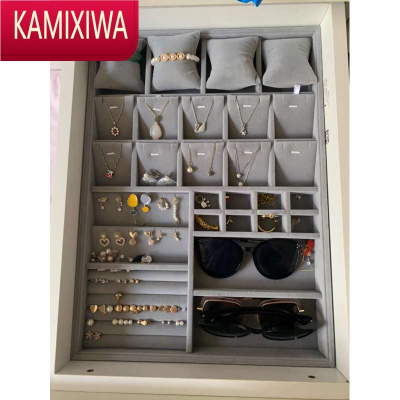 KAMIXIWA收纳盒抽屉可定做定制用化妆台项链戒指收纳柜台套装托盘