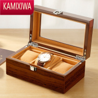 KAMIXIWA手表收纳盒木质制首饰盒腕表展示盒箱带锁玻璃手表盒子用
