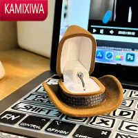 KAMIXIWA小红书胡迪帽子戒指盒复古趣味礼帽西部牛仔帽子戒指盒首饰盒