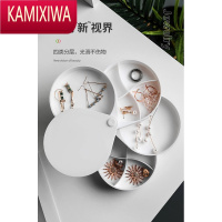 KAMIXIWAAKAKA 360度旋转圆筒4层珠宝首饰收纳盒简约旅行饰品展示高级精致