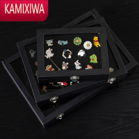 KAMIXIWA金属徽章收纳展示板展示盒饰品透明盒子玻璃罩网红胸针项链首饰盒