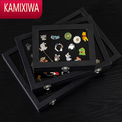 KAMIXIWA金属徽章收纳展示板展示盒饰品透明盒子玻璃罩网红胸针项链首饰盒