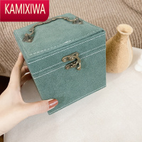 KAMIXIWASUSUHOUSE 复古墨绿色麂皮绒布首饰盒 耳饰项链戒指饰品收纳盒