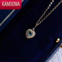 KAMIXIWA设计粉晶项链海蓝宝项链银爱心项链复古小众轻奢宝石