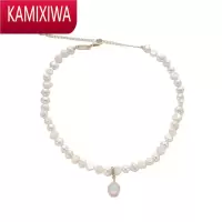 KAMIXIWAkev关晓彤夏季法式复古猫眼石拼接巴洛克珍珠项链女轻奢小众
