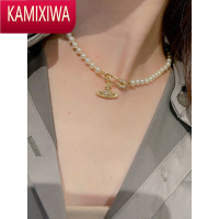 KAMIXIWA蜜蜂妈 时尚小众设计星球别针项链女西太后土星珍珠锁骨链高级感