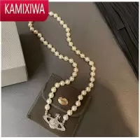 KAMIXIWA高品质西太后经典土星珍珠项链欧美choker百搭设计款叠戴锁骨链