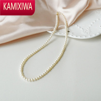 KAMIXIWALUNA极简4-5mm淡水小珍珠项链锁骨链女近圆强光调节素链小众