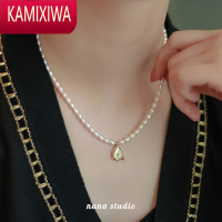 KAMIXIWA淡水强光米粒珍珠项链女法式复古轻奢小众设计感高级锁骨链