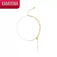 KAMIXIWA轻奢小众设计感choker人造珍珠项链2022年新款女夏锁骨链百搭颈链