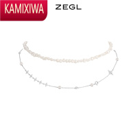 KAMIXIWA设计师月光倾城巴洛克双层珍珠项链女四芒星锁骨颈链饰品