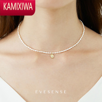 KAMIXIWA女王金币米粒小珍珠项链法式高级感复古设计锁骨链