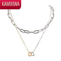KAMIXIWA/黑头字母挂饰锁骨链女轻奢小众拼色项链情侣设计感男