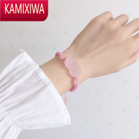 KAMIXIWA粉水晶貔貅手链女粉晶手串粉色编织绳闺蜜首饰