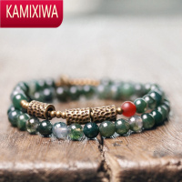 KAMIXIWA设计水草玛瑙珠子手链双圈非鱼之民族风文艺手串特色饰品女