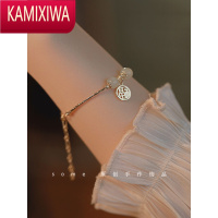 KAMIXIWA云锦*和田玉手链ins小众设计金管福牌吊坠女可调节高级感手饰