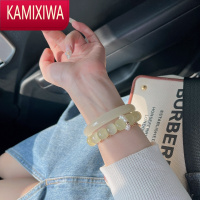 KAMIXIWA一半春休。创设计青白玉手镯少女款冰种阿富汗玉镯汉服冰透