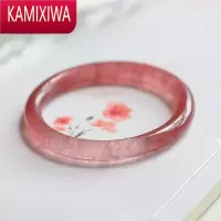 KAMIXIWA草莓晶手镯满籽粉晶圆条镯子粉色手环细鸽血红水晶女闺蜜礼物