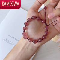KAMIXIWA草莓晶貔貅编绳手链女粉色水晶小众送女友闺蜜本命年红绳礼物