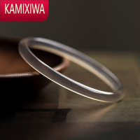 KAMIXIWA风景旧曾谙冰种烟灰玉髓细圆条手镯冰灰玛瑙镯子女士玉镯古风