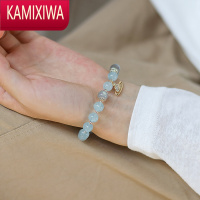 KAMIXIWA海蓝宝水晶手链女生夏简约灰月光石蓝色珠子串珠手串礼品