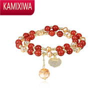 KAMIXIWA如意平安锁红玛瑙手链个性复古轻奢高级感串珠手串手饰品