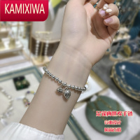 KAMIXIWAS990足银两世欢莲蓬手链女亮面设计复古银珠泰银手串简约时尚礼物