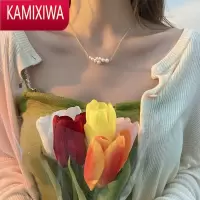 KAMIXIWA日韩珍珠项链女2022年新款轻奢小众设计感银高级气质百搭毛衣链