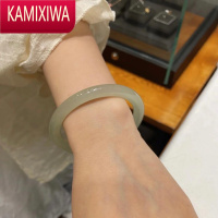 KAMIXIWA和田玉手镯女年轻款细圆条叮当镯晴水少女青白玉手镯美人条