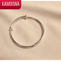 KAMIXIWA999银饰正生足银光圈手镯女银 防过敏简约清新气质礼物 送女饰
