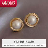 KAMIXIWA韩国珍珠耳钉2022新款高级感女银复古赫本耳环气质法式轻奢耳饰