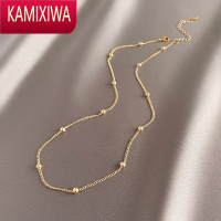 KAMIXIWA简单美~素圈项链2022新款小众轻奢高级感金珠锁骨颈链