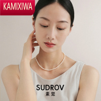 KAMIXIWA2021年新款银椭圆异形珍珠项链女短款时尚choker颈链