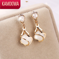 KAMIXIWA猫眼石耳环女银夏季2022年新款潮高级感轻奢玉质小众凡尔赛耳饰