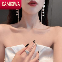 KAMIXIWA流苏珍珠耳环夏季款气质高级大气婚纱礼服耳坠2022年新款潮耳饰女