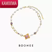 KAMIXIWA◆设计伏光淡水珍珠项链熔岩拼接紫水晶锁骨颈链女