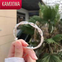 KAMIXIWAS999年轻款银手镯女简约时尚足银镯子女网红送女友生日礼物