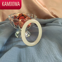 KAMIXIWAMLD和田青白玉手镯圆条少女款冰种玉髓阿富汗脂玉镯子