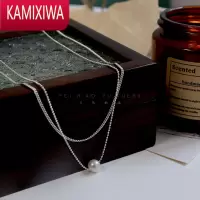 KAMIXIWA/岁岁平安.银双层珍珠项链简约颈链路路通叠搭锁骨链