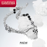 KAMIXIWAMASW高级设计感甜酷爱心棋盘格项链女轻奢小众潮毛衣链锁骨链