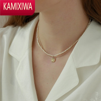 KAMIXIWA和平鸽圆牌金币粒珍珠双层项链女颈链轻奢小众锁骨链