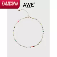 KAMIXIWA周雨彤彩色珍珠项链水晶串珠琉璃手链小众锁骨链