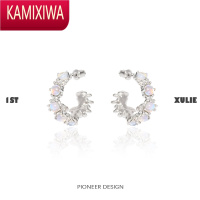 KAMIXIWA1STXULIE耳环珊瑚月光小众设计肌理冷淡风女耳钉