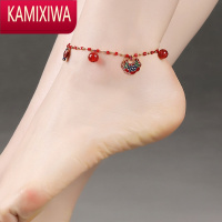 KAMIXIWA脚链子女款性感网红古风长命锁脚链景泰蓝铃铛潮中国风足链脚饰品