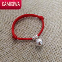 KAMIXIWA银小铃铛脚链手链银红绳女婴儿儿童小孩手镯宝宝饰品礼物