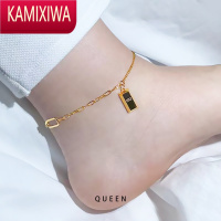 KAMIXIWA小众设计高级感钛钢金色暴富小金砖脚链女不掉色新款金条足链